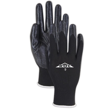 Magid Coated Gloves, 4 Abrasion Level, Black, 7 12 PK GP161-7